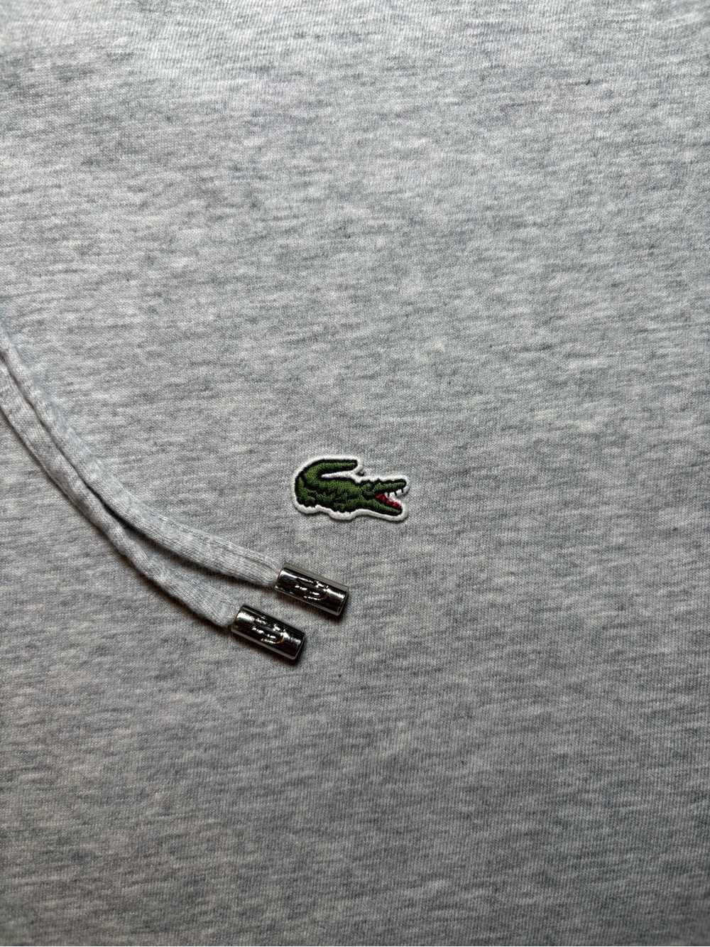 Lacoste Men's Heather Gray Long Sleeve Hoodie T-Shirt - Picture 3 of 4